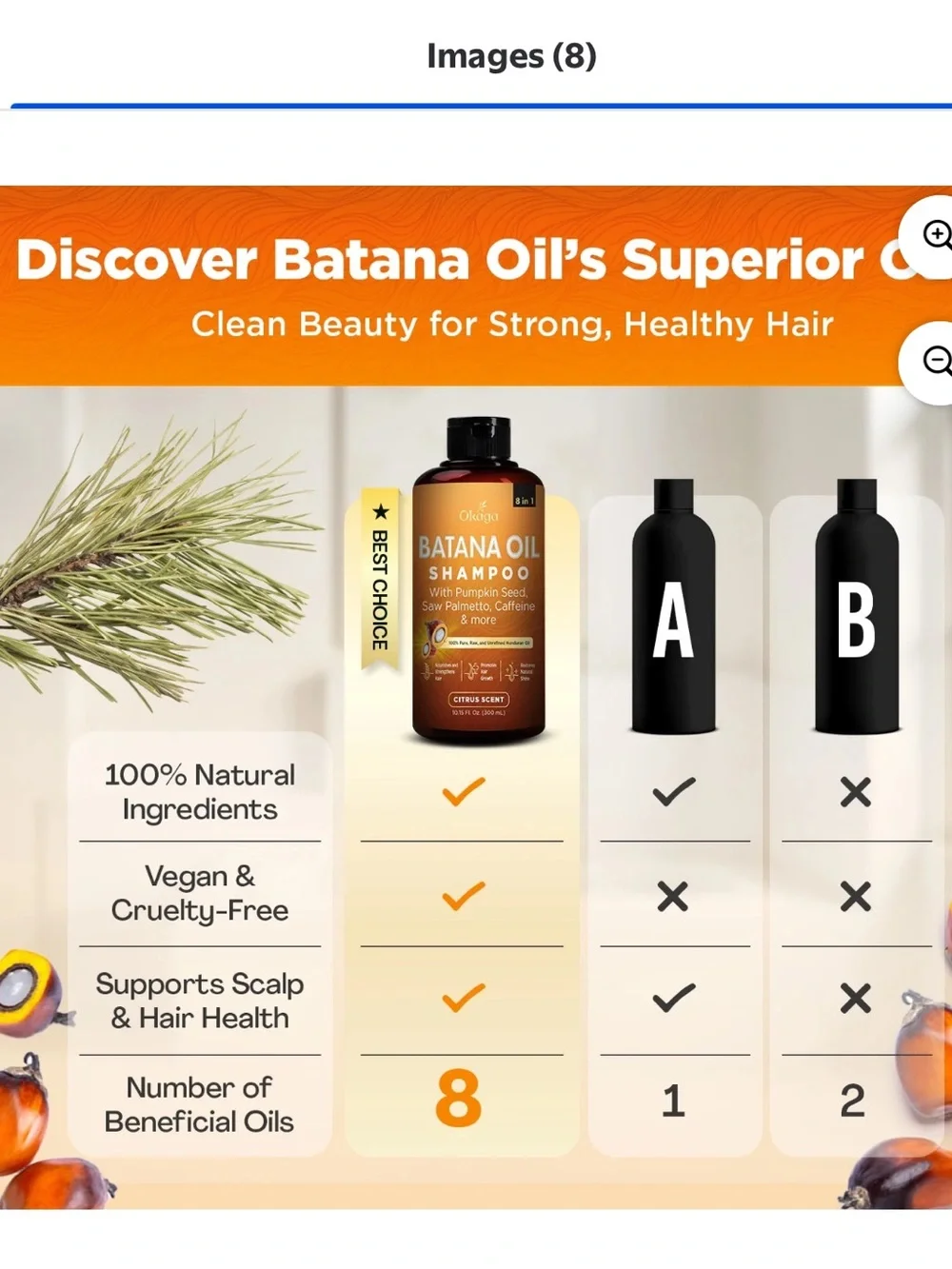 Batana Oil Shampoo for Kids — Citrus Scent, Orange Bottle